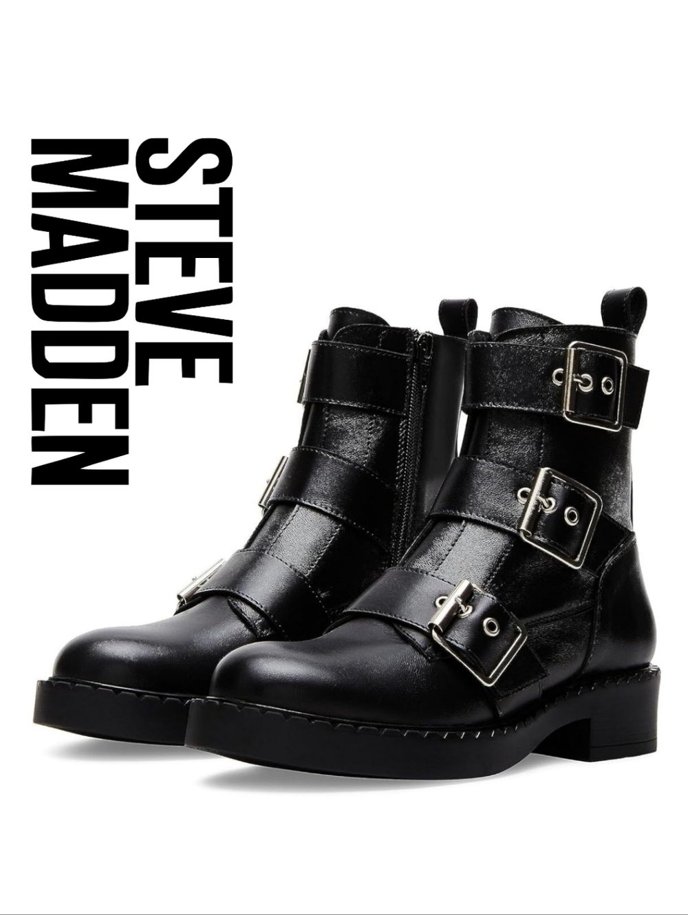 Steve Madden - Aaron Black Leather - Size 8 M